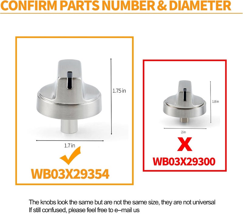 atgestore Stainless Steel WB03X29315 Stove Knob Replacement Parts for GE Stove Knob 191D9233 GE Cooktop Knobs JGP5030SLSS JGP5036SL1SS Gas Range Burner Control Knob Electric Stove Top Knob 5Pcs - Image 5